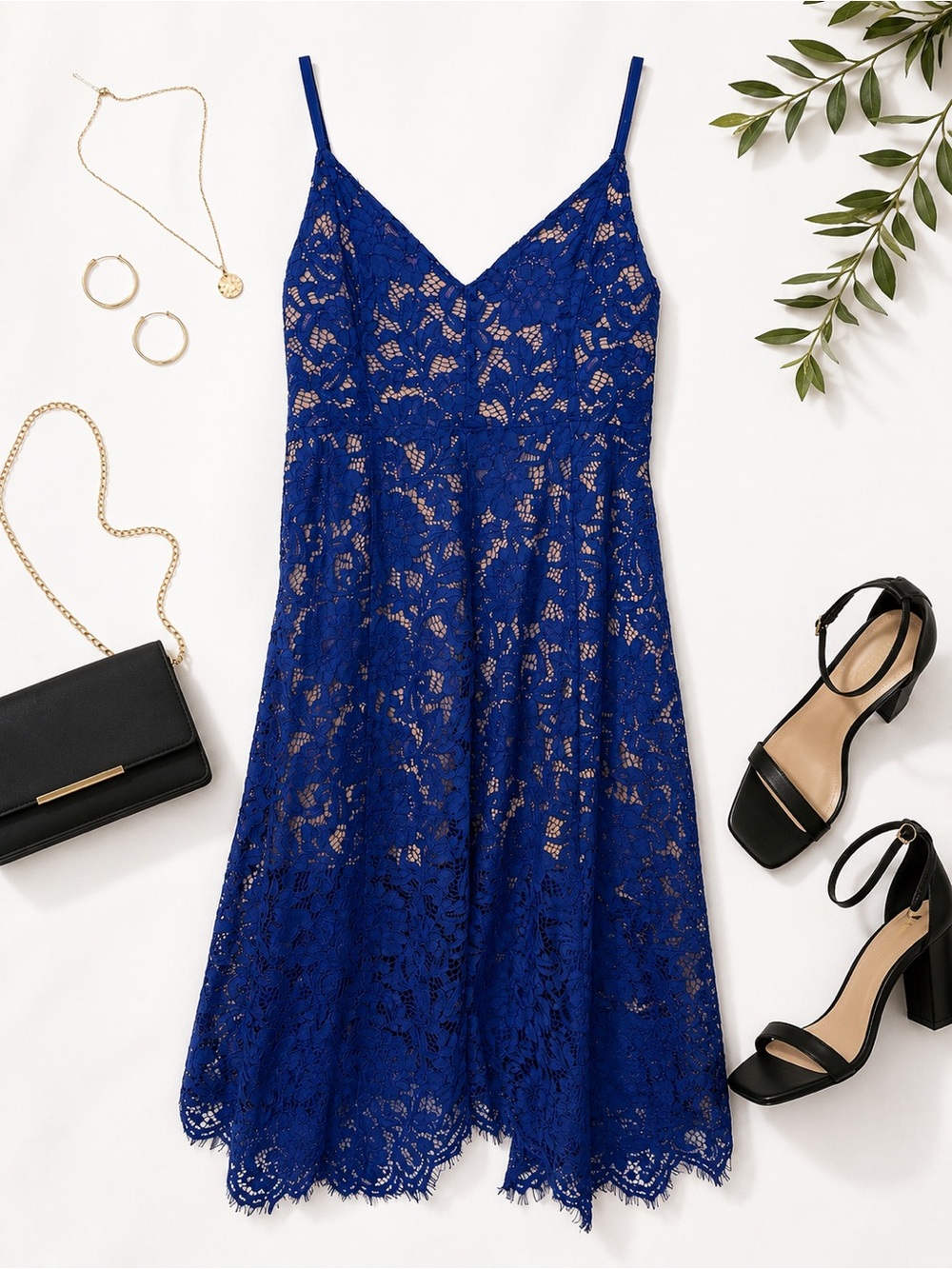 Lulus Royal Blue Lace Midi Dress Large Wedding Guest Cocktail Party Formal Dress